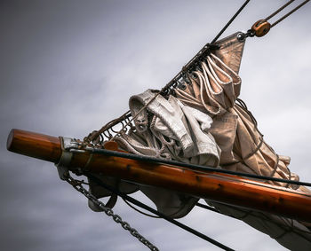 Low angle view of ship against sky