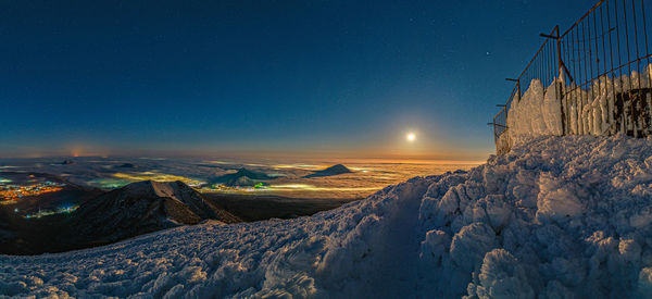 Scenic view of sea against sky at night