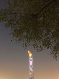 Tower against sky at night