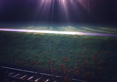 View of illuminated building