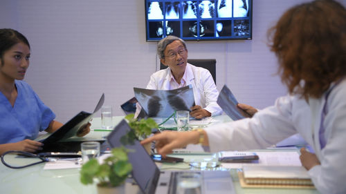 People working on table