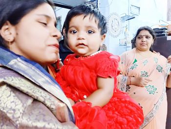 High angle view of siblings looking away