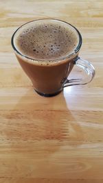 High angle view of coffee on table