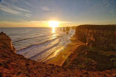 Scenic view of sea against sky during sunset