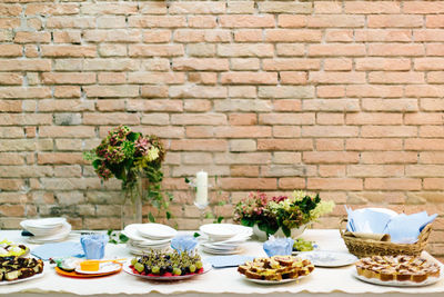 View of breakfast on table