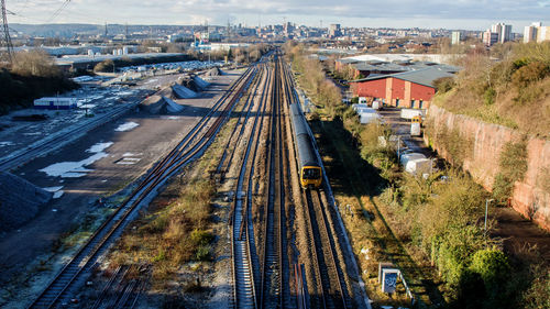 High angle view of city street