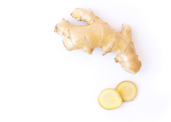 Close-up of cookies against white background