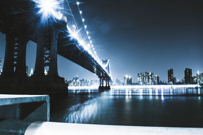 Bridge over river at night