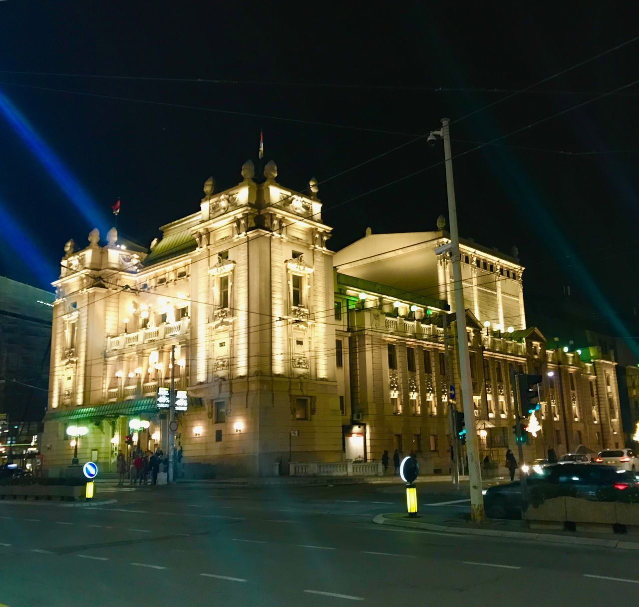 ILLUMINATED BUILDING AT NIGHT