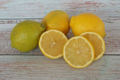 High angle view of fruits on table