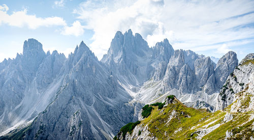 Panoramic view of italian mountains against sky - cadini di misurina