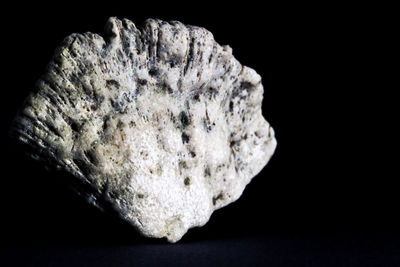 Close-up of rock against black background