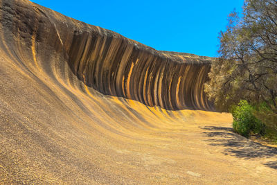 Scenic view of land against clear blue sky