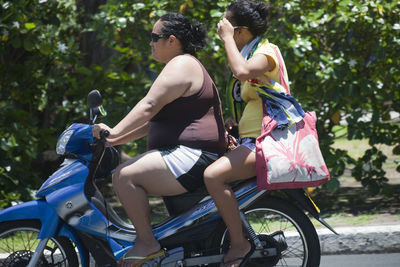 Woman riding bicycle