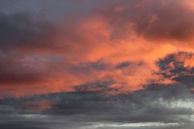 Low angle view of cloudy sky during sunset