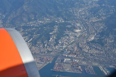 Aerial view of city from airplane