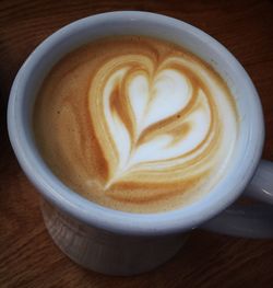 Close-up of cappuccino on table