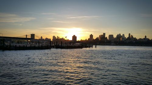 Scenic view of sunset over river