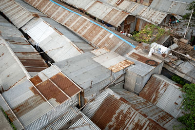 High angle view of buildings in city