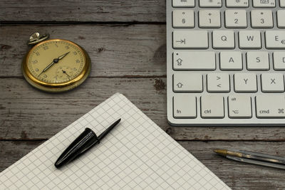 High angle view of computer keyboard on table