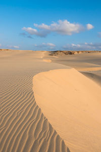 Sand at beach against sky