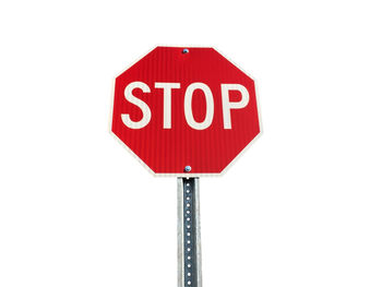 Stop sign against white background