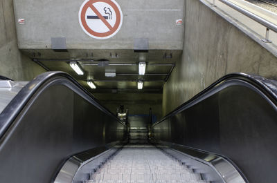 High angle view of escalator