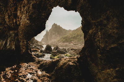 Scenic view of rock formation against sky