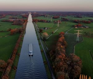 High angle view of bridge over sea against sky