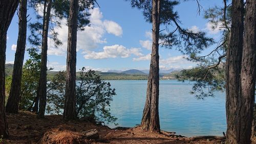 Scenic view of lake against sky