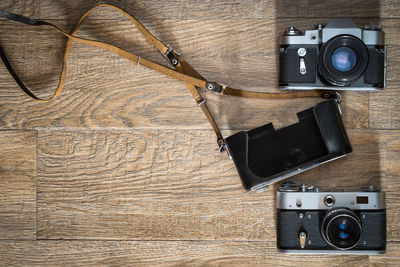 Directly above shot of camera on table