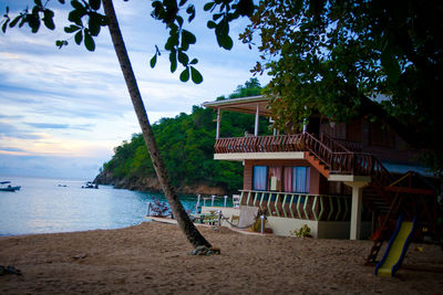 Scenic view of beach against sky