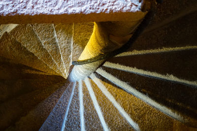 High angle view of yellow steps