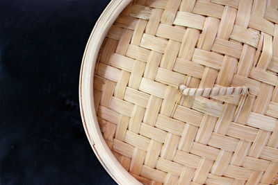 High angle view of bread in glass on table