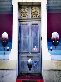 Closed door of building