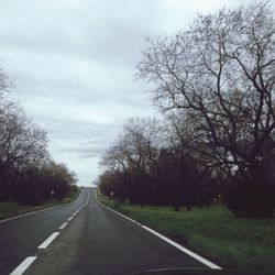 Empty road with trees in background