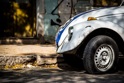 Close-up of old car