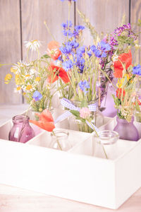 Close-up of flower vase on table