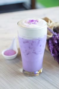 Close-up of drink in glass on table