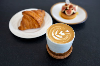 High angle view of coffee on table