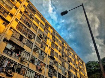 Low angle view of building against blue sky