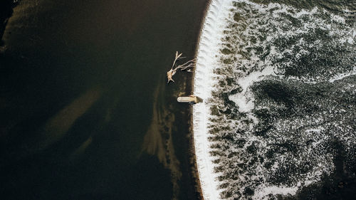 High angle view of people on beach