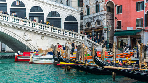 View of boats in canal