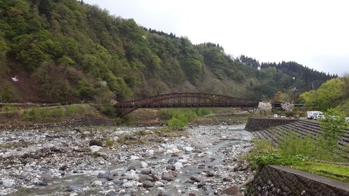 Scenic view of river by trees against sky