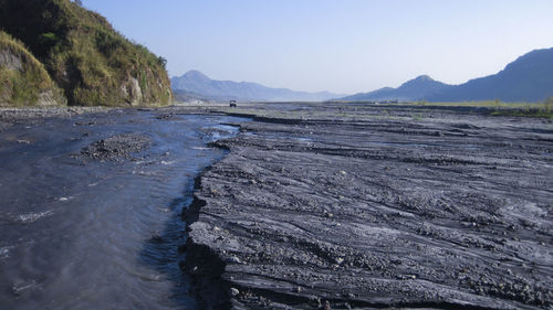 Scenic view of sea against clear sky