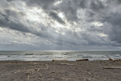 Scenic view of beach against sky