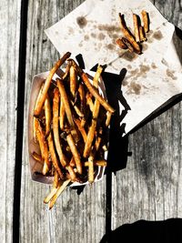 High angle view of food on table