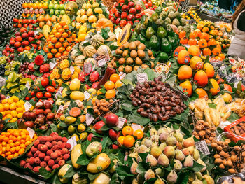 Fruits on display in market