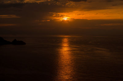 Scenic view of sunset over sea