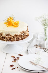 Close-up of cake on table